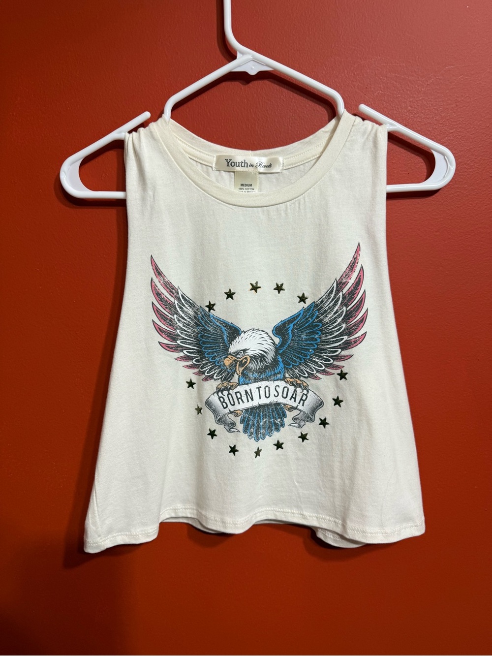 Youth+Rose White 'Born To Soar' Graphic Crop Tank